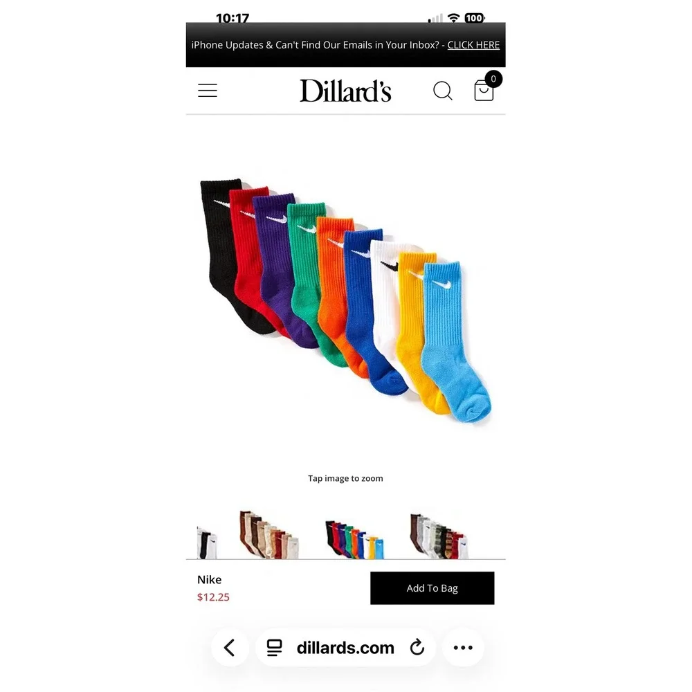 Nike Youth 9 Pack Crew‎ Socks Cushioned Multi Color Size 10C-3Y Athletic  BinB